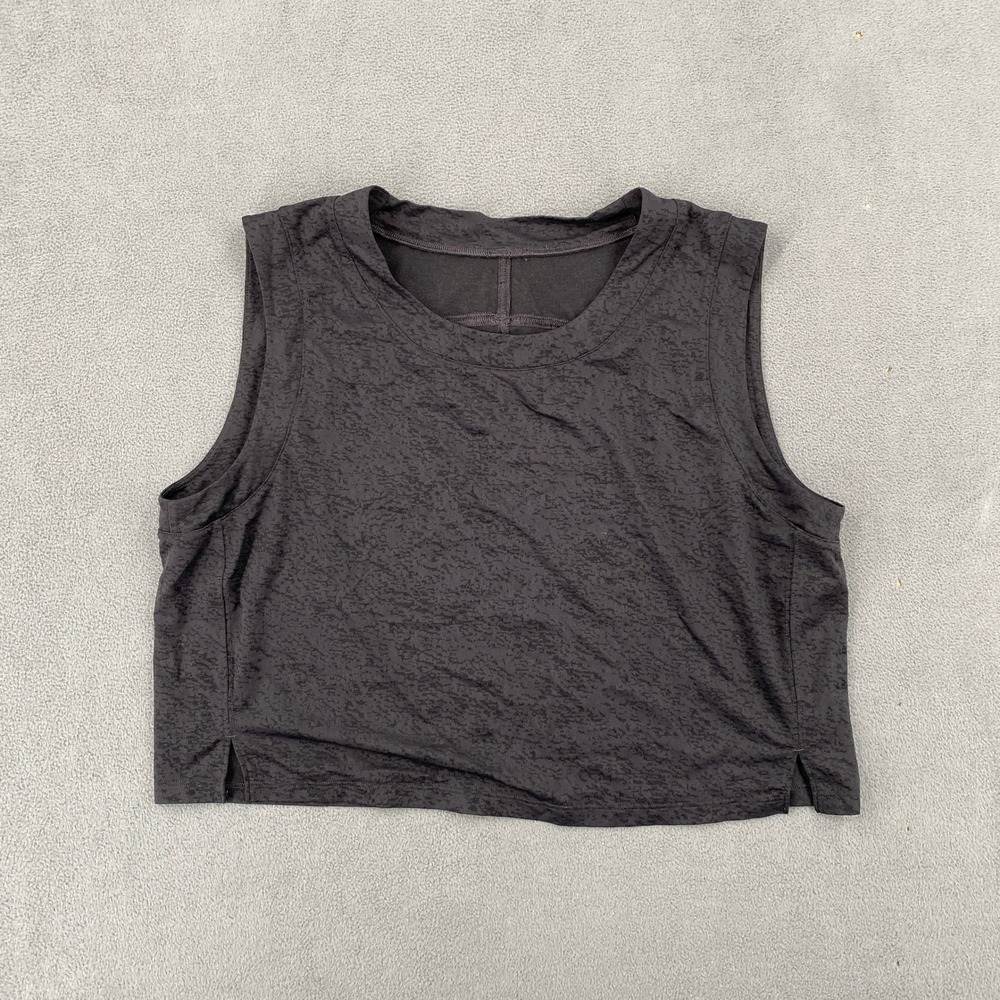 Lululemon Train to Be Tank Top Dark Grey Marble Burnout Cropped Muscle Tank
